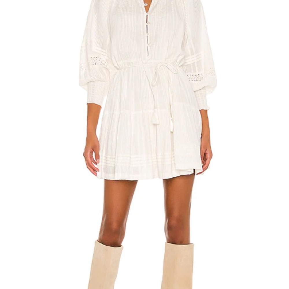 Cleobella White Ruffled Tie Front Mini Dress